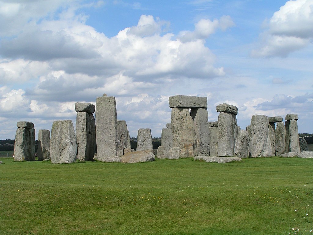 a circle of paleolithic stone slabs known as Stonehenge