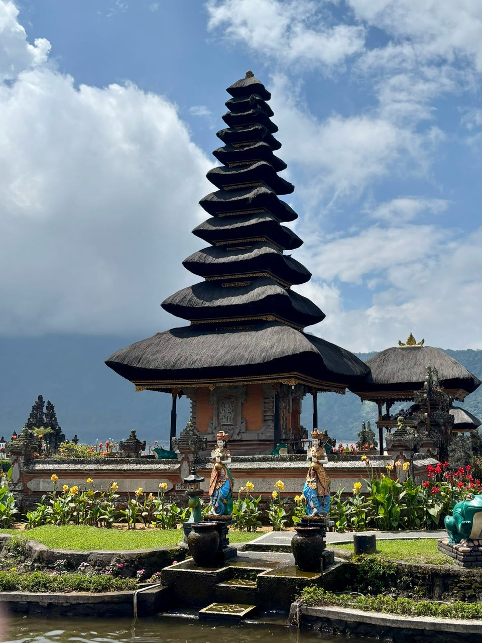Buddhist temple with blue sky in background