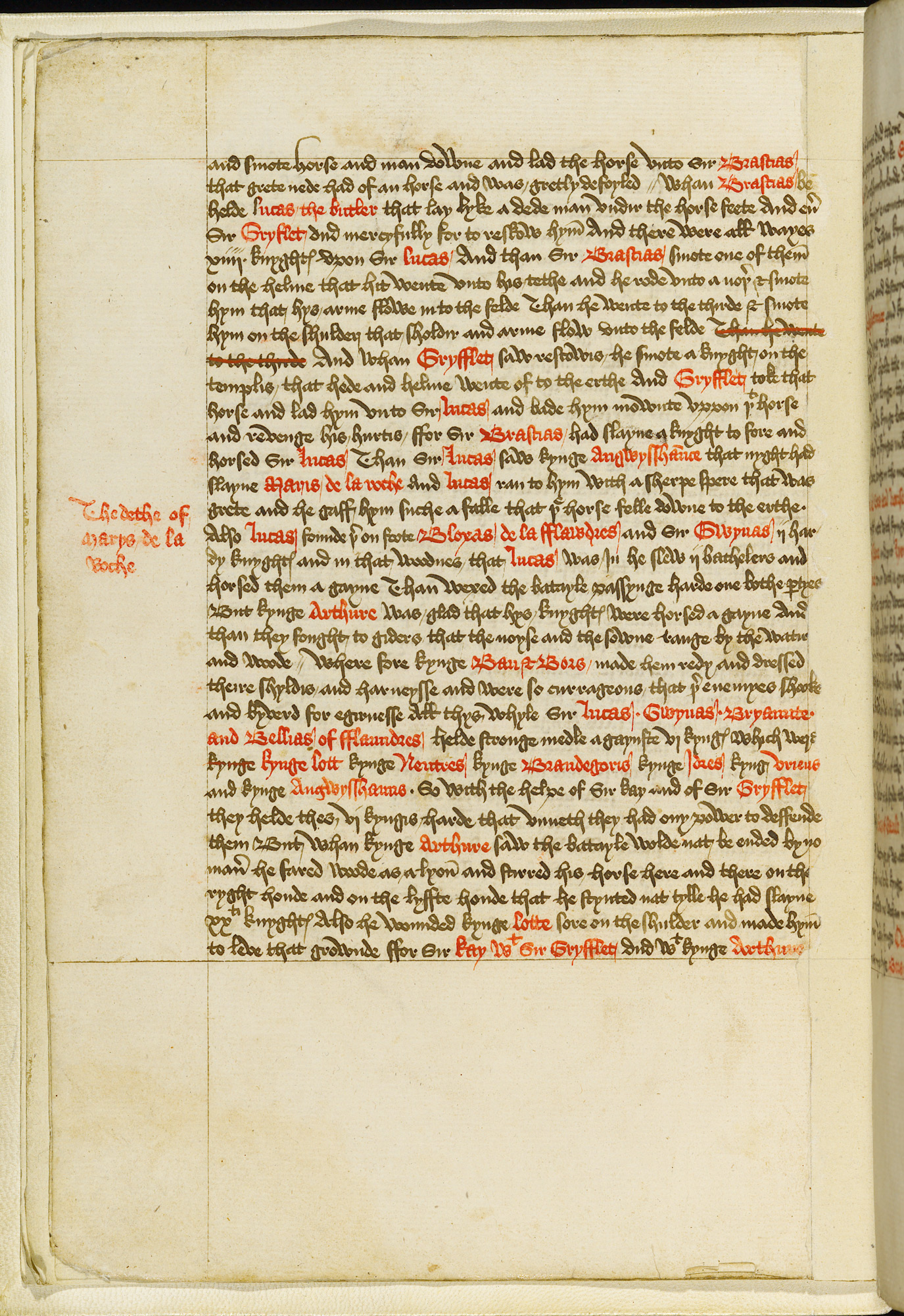 a manuscript page with Middle English text in black and red