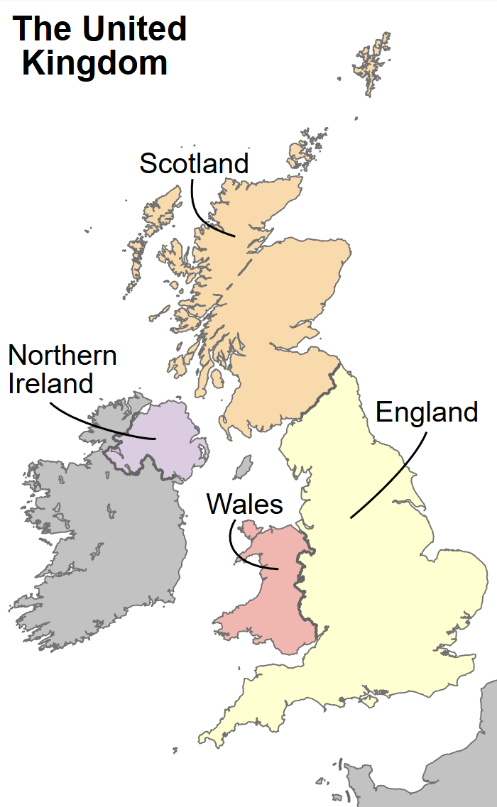 a map showing England, Scotland, Wales, and Northern Ireland