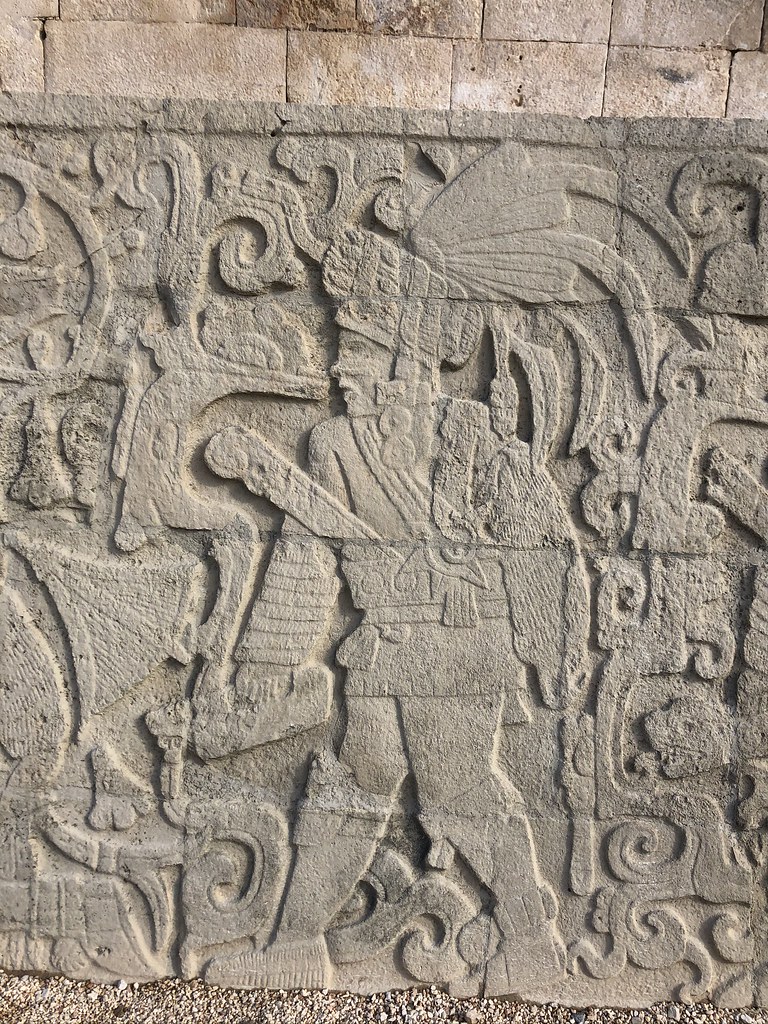 decorative frieze showing the Maya ball game from Chichen Itza